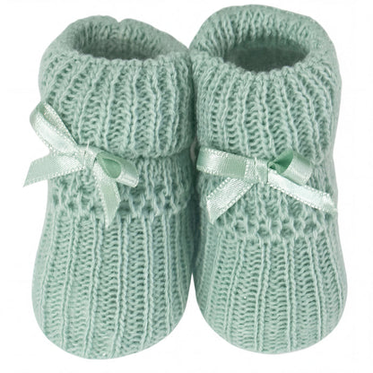 Boys Shoes Knitted with Ribbon Bow One Size — view 5 — handcrafted in Spain — AGÜ Baby