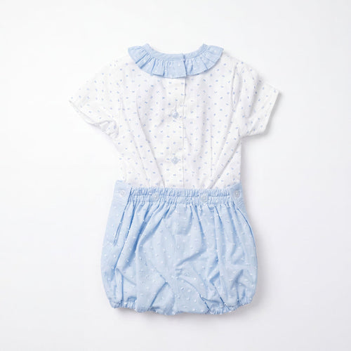 Boys White and Light Blue Plumeti Lace Shirt & Jam Pants