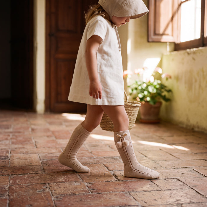 Camel Perforated Socks with Borlones