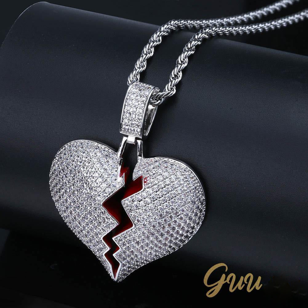 18K Gold-Plated Solid Micro-inlay AAA CZ Heartbreak Necklace