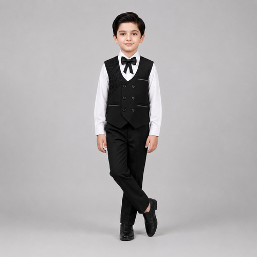 Elegant Black Boys Formal Four-Piece Set GE7800