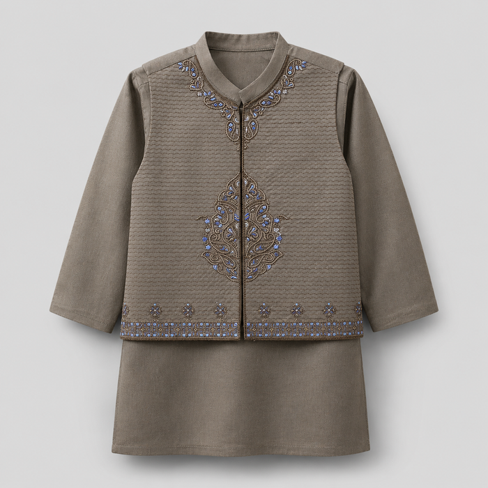 Embroidered Boys Eastern Waistcoat Kurta Set GE8570