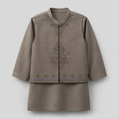 Embroidered Boys Eastern Waistcoat Kurta Set GE8570
