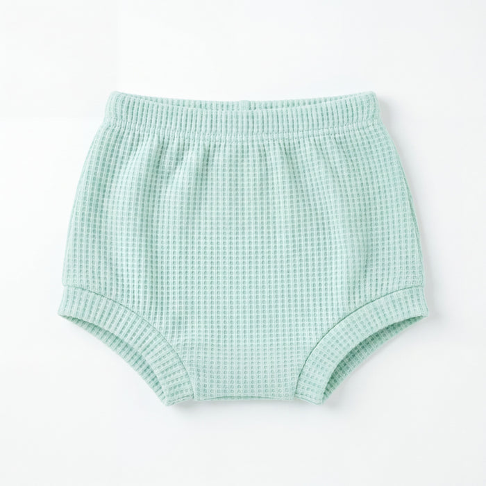 Girl Aquamarine Bow Ruffle Bloomer — view 4 — handcrafted in Spain — AGÜ Baby