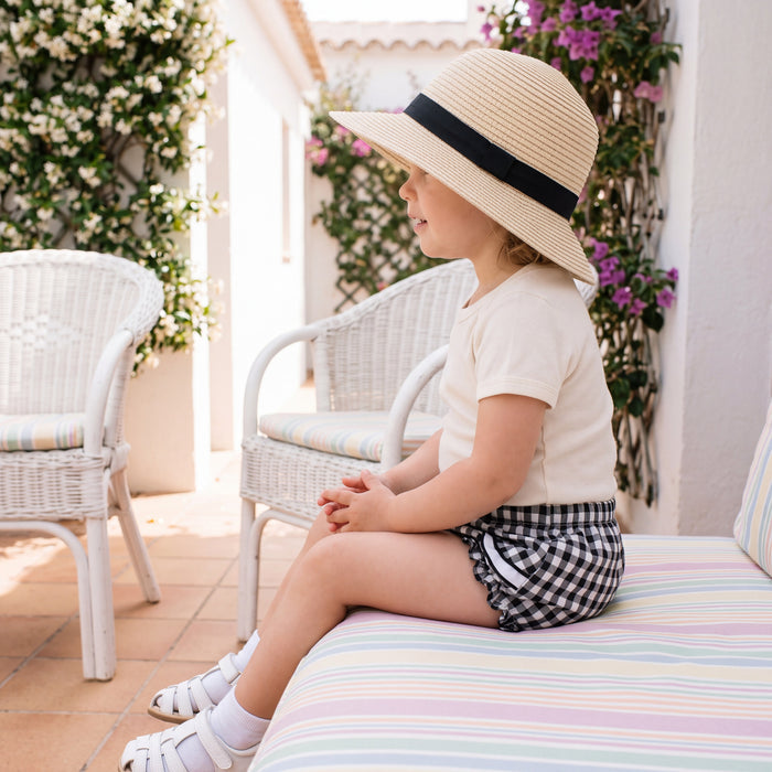 Girl Black Vichy Ruffle Bloomer