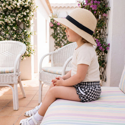 Girl Black Vichy Ruffle Bloomer