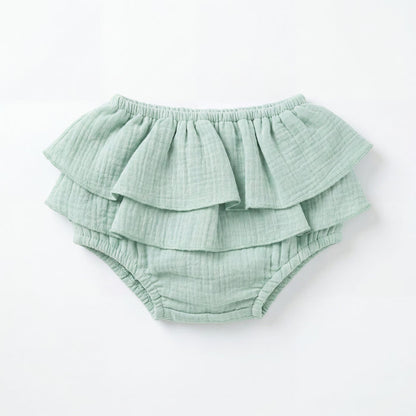Girl Light Green Ruffled Bambula Bloomer — view 3 — handcrafted in Spain — AGÜ Baby
