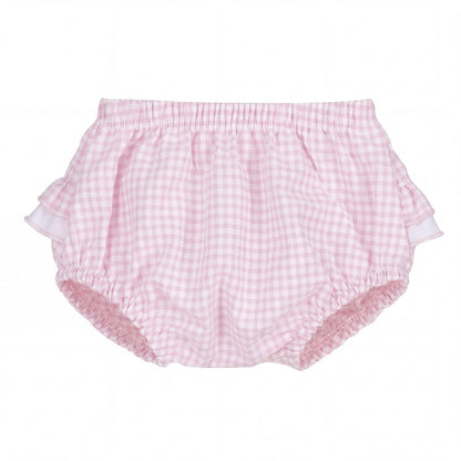 Girl Light Pink Vichy Ruffle Bloomer — AGÜ Baby Spanish baby clothes