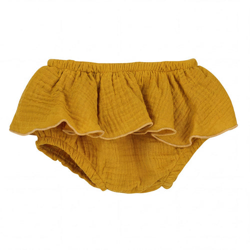 Girl Mustard Ruffled Bambula Bloomer — AGÜ Baby Spanish baby clothes