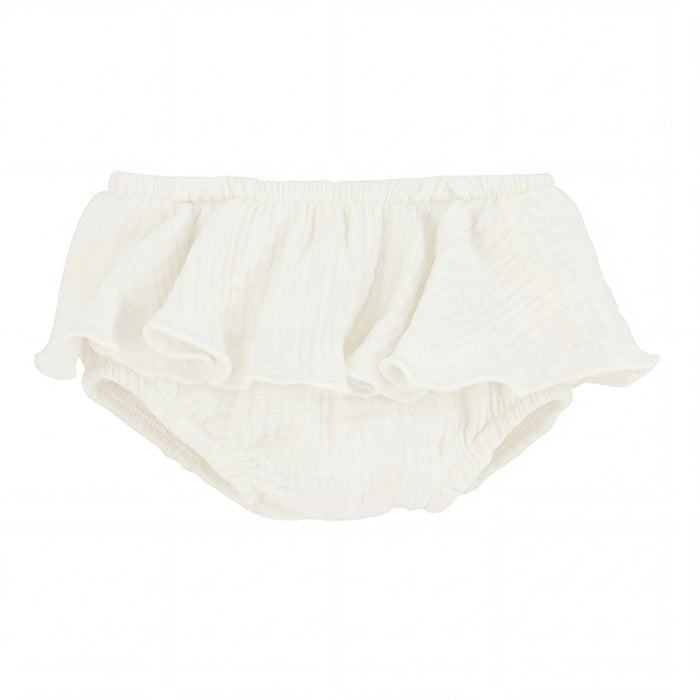 Girl White Ruffled Bambula Bloomer — AGÜ Baby Spanish baby clothes