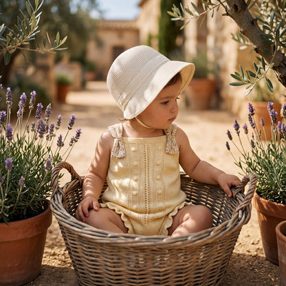 Girl Yellow Romper With Flower Straps