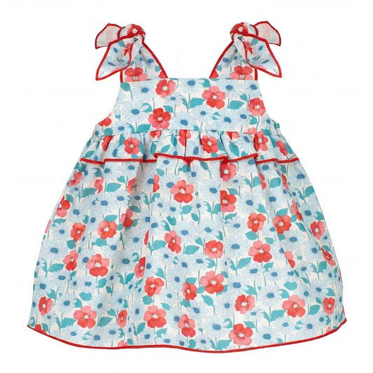 Girls "Adriana" Red & Blue Floral Dress — AGÜ Baby Spanish baby clothes
