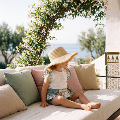 Girls "Alicia" Teal Jungle Print Blouse & Bloomers — view 2 — handcrafted in Spain — AGÜ Baby