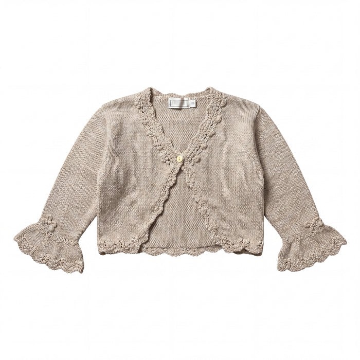 Girls Beige Cropped Cardigan — AGÜ Baby Spanish baby clothes