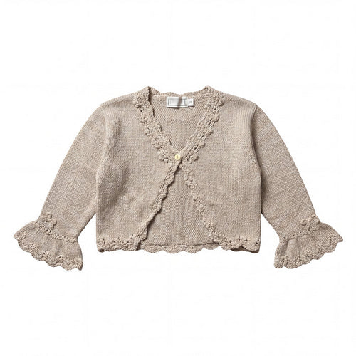 Girls Beige Cropped Cardigan — AGÜ Baby Spanish baby clothes