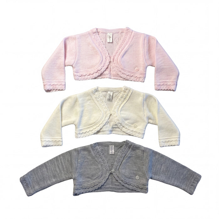 Girls Beige Cropped Cardigan — AGÜ Baby Spanish baby clothes