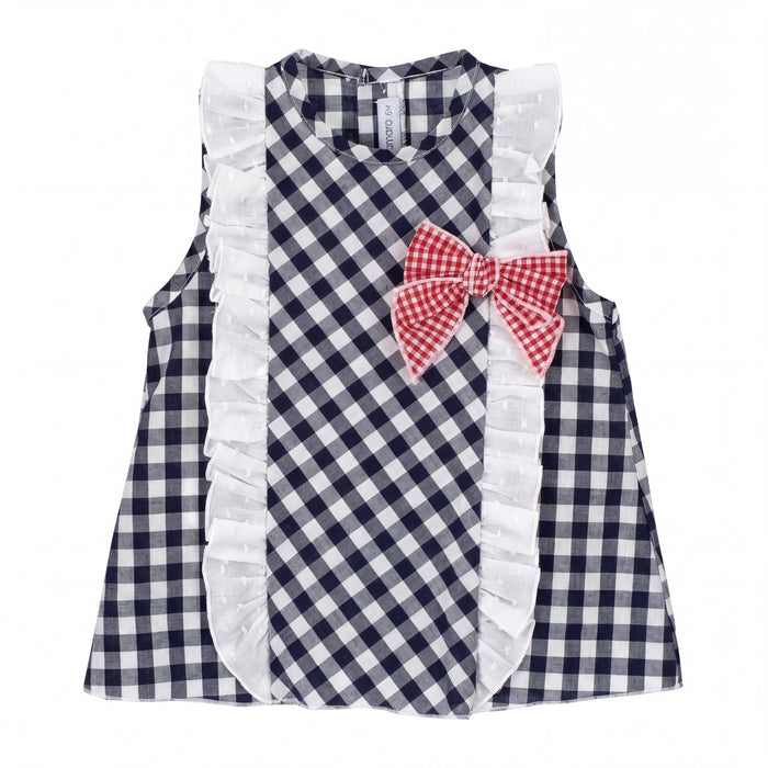 Girls "Betty" Navy Gingham A-Line Dress — AGÜ Baby Spanish baby clothes