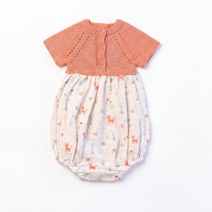 Girls Coral Printed Romper
