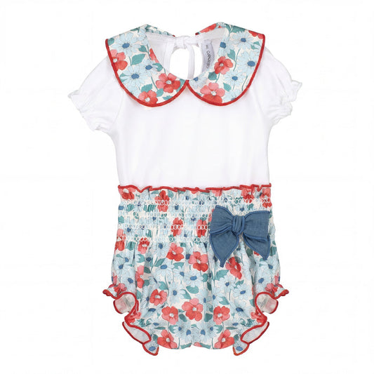 Girls "Fallon" Red & Blue Floral Blouse & Bloomers — AGÜ Baby Spanish baby clothes