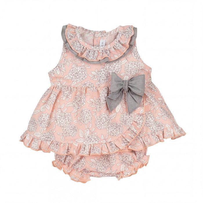 Girls "Gracie" Dusky Pink Floral Dress & Bloomers — AGÜ Baby Spanish baby clothes