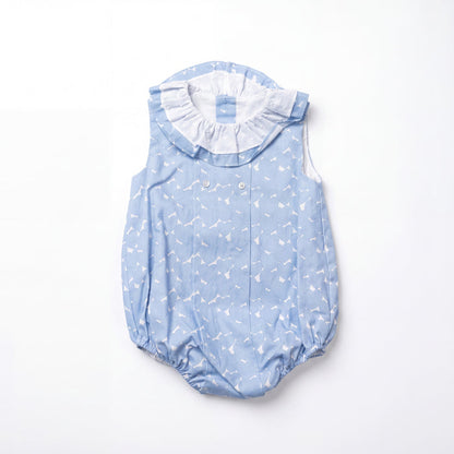 Girls Light Blue and Hearts Romper — AGÜ Baby Spanish baby clothes