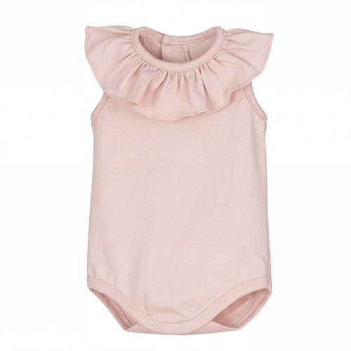 Girls Light Pink Collar Sleeveless Bodysuit — AGÜ Baby Spanish baby clothes