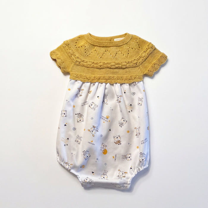 Girls Mustard Printed Romper