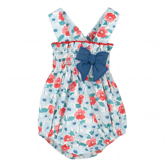 Girls "Olympia" Red & Blue Floral Shortie — AGÜ Baby Spanish baby clothes