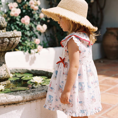 Girls Printed Whales Dress — view 2 — handcrafted in Spain — AGÜ Baby