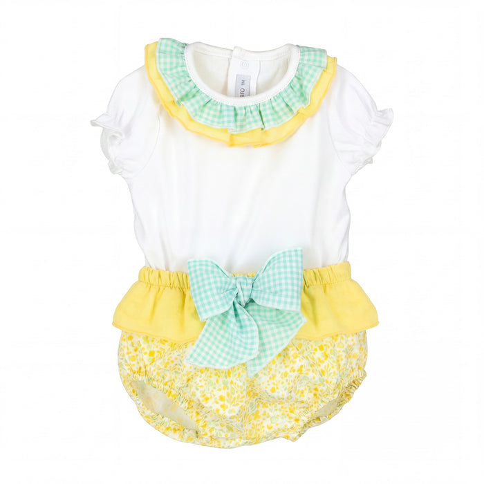 Girls "Reeva" Lemon Floral Blouse & Bloomers — AGÜ Baby Spanish baby clothes