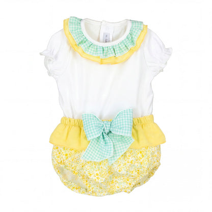 Girls "Reeva" Lemon Floral Blouse & Bloomers — AGÜ Baby Spanish baby clothes