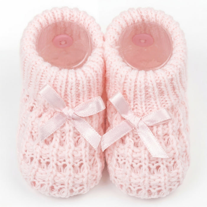 Girls Shoes Knitted with Ribbon Bow 2 - One Size — view 3 — handcrafted in Spain — AGÜ Baby