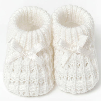 Girls Shoes Knitted with Ribbon Bow 2 - One Size — view 4 — handcrafted in Spain — AGÜ Baby