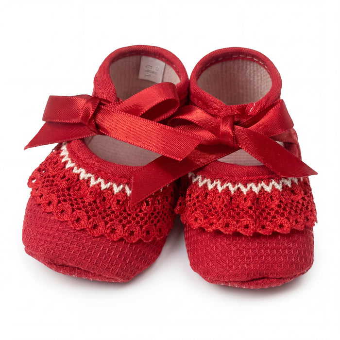 Girls Shoes Lace and Bow One Size — view 3 — handcrafted in Spain — AGÜ Baby