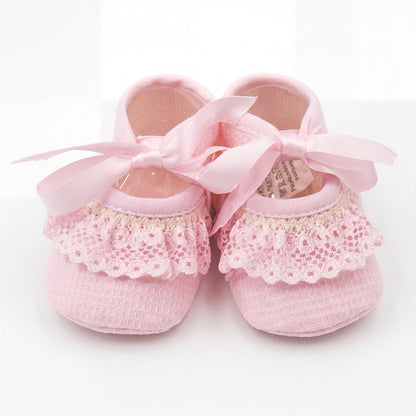 Girls Shoes Lace and Bow One Size — view 4 — handcrafted in Spain — AGÜ Baby