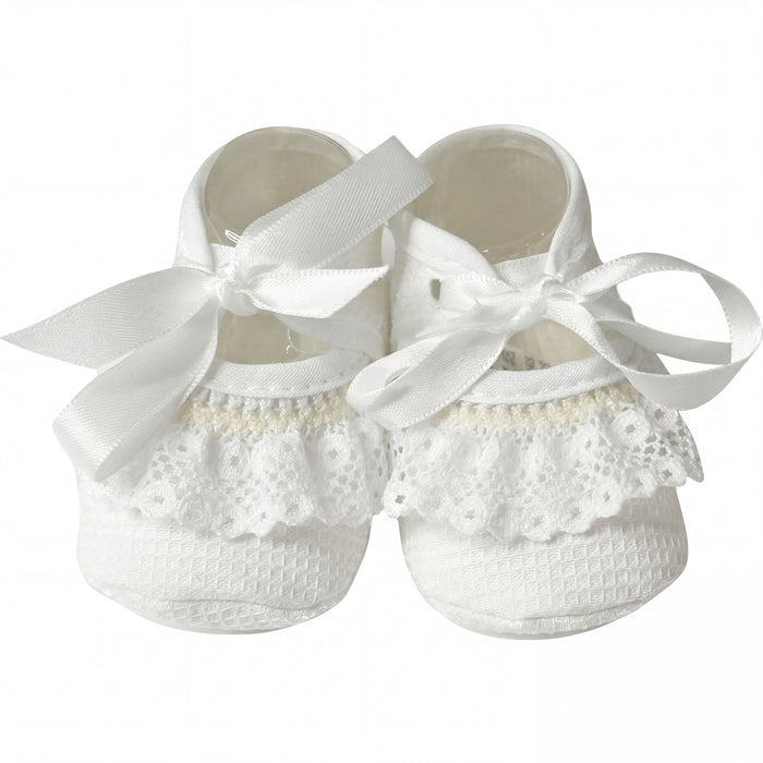 Girls Shoes Lace and Bow One Size — view 5 — handcrafted in Spain — AGÜ Baby