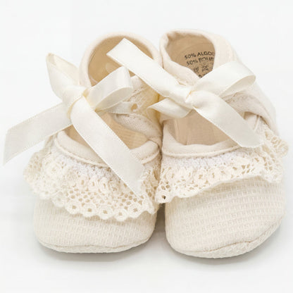 Girls Shoes Lace and Bow One Size — view 6 — handcrafted in Spain — AGÜ Baby