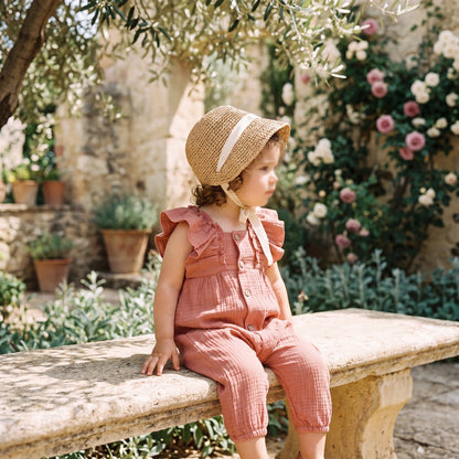 Girls"Effie" Soft Lightweight Jumpsuit — view 2 — handcrafted in Spain — AGÜ Baby