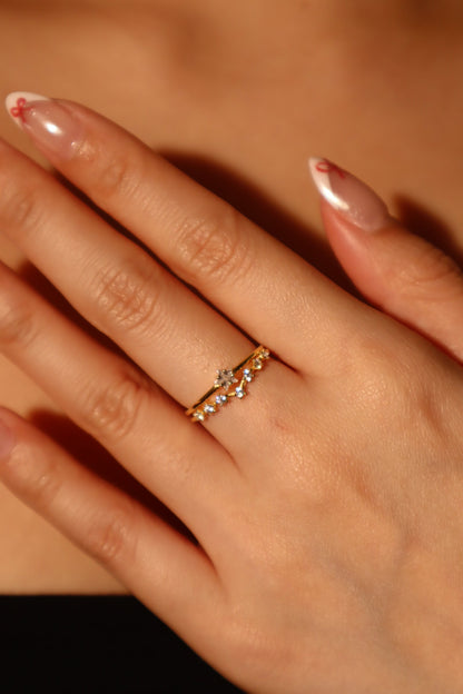 18K Gold Vermeil Diamond Star Ring