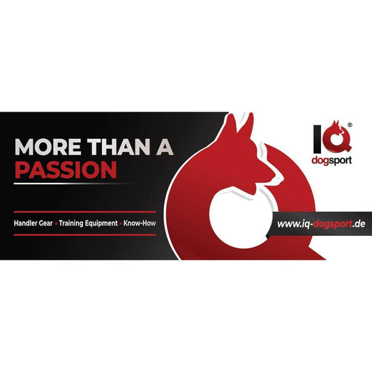 Banner mit IQ Dogsport Logo und Slogan "More than a Passion"