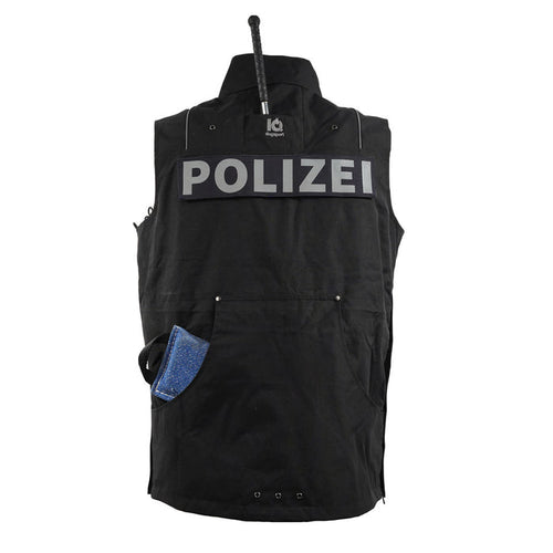 IQ K9 Weste Pro Schwarz – Rückansicht mit Polizei-Patch