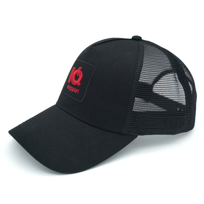 IQ Mesh Cap Schwarz/Rot – Seitenansicht mit Fight-Easy-Schriftzug
