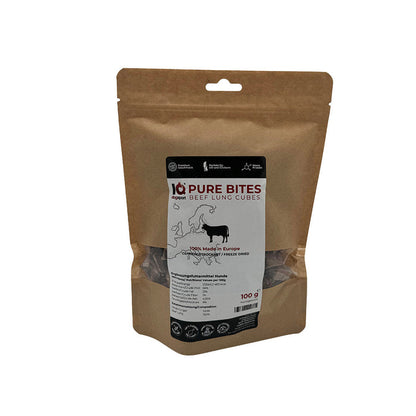 IQ Pure Bites Lung Cubes – gefriergetrocknete BARF-Leckerli, Verpackung