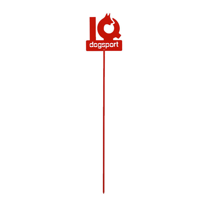 Fährtentafel rot mit IQ Dogsport Logo
