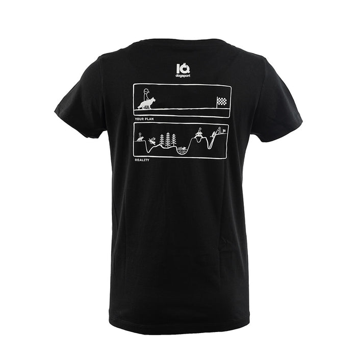 T-Shirt schwarz tailliert Rückseite weiße Zeichnung