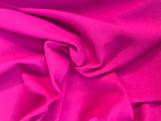 Italian Designer Double Faced Virgin Wool Crepe - Fused - Hot Pink