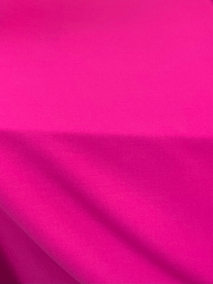 Italian Designer Double Faced Virgin Wool Crepe - Fused - Hot Pink