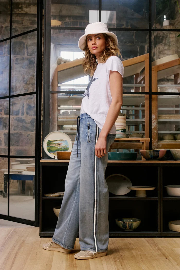 Italian Star - Glam Track Denim - Navy Stripe