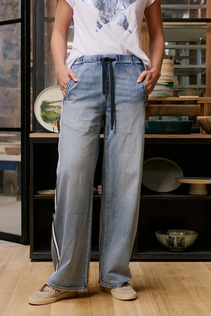Italian Star - Glam Track Denim - Navy Stripe