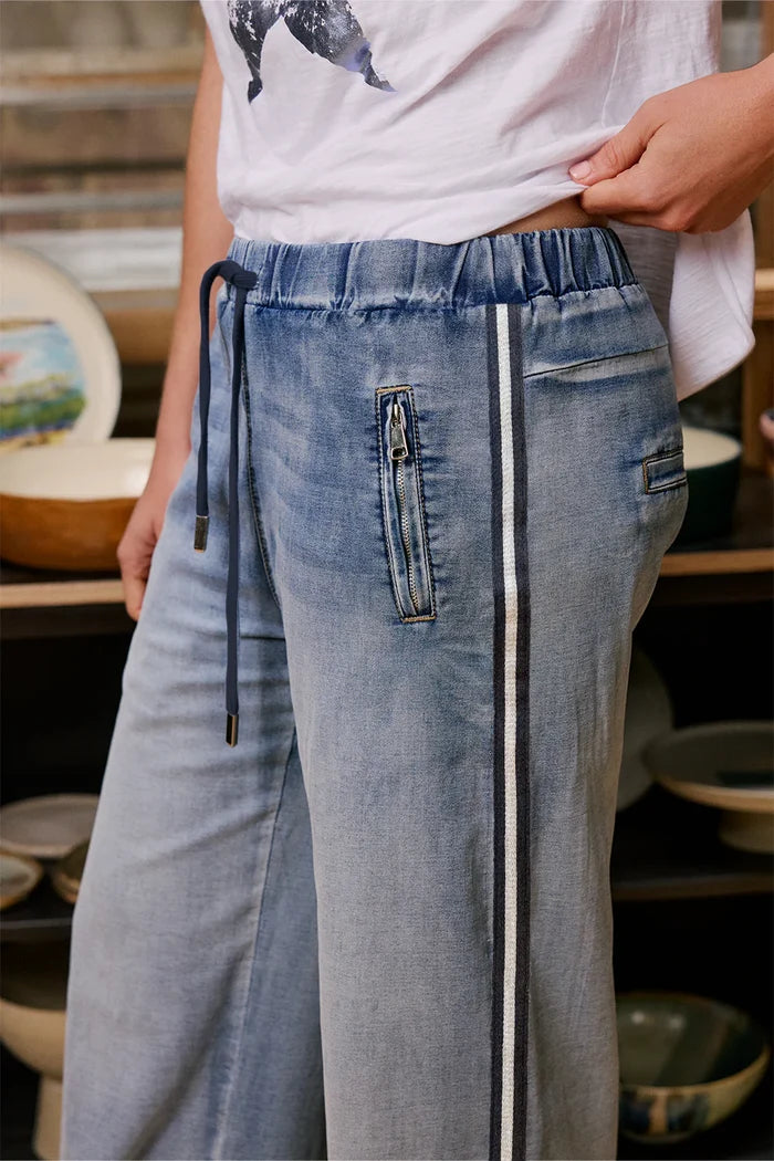 Italian Star - Glam Track Denim - Navy Stripe